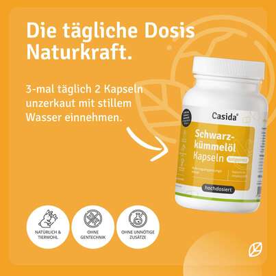 Sie sehen eine Packung Schwarzkümmelöl Kapseln kaltgepresst, Produktbild: 03 Schwarzkümmelöl Kapseln kaltgepresst, A-Nr.: 5955608 - 03