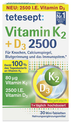 tetesept Vitamin K2+D3 2500 Tabl. 30 Stk., A-Nr.: 5709246 - 01