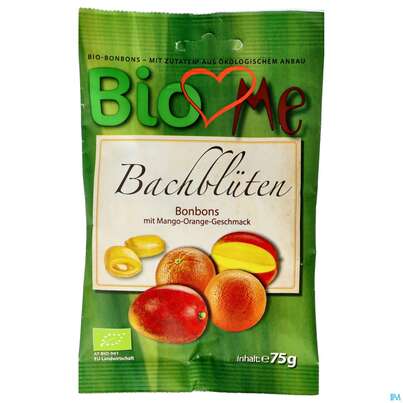 Sie sehen eine Packung Bachblueten -bio Loves Me Bonbons Mango-orange 75g, Produktbild: 01 Bachblueten -bio Loves Me Bonbons Mango-orange 75g, A-Nr.: 4733892 - 01