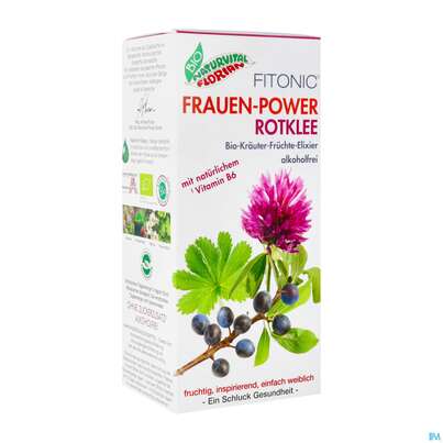 Frauen-power Rotklee Fitonic Elixier Bio Kraeuter Fruechte Alkoholfrei 330ml, A-Nr.: 4334399 - 02