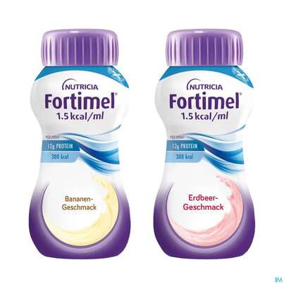 Sie sehen eine Packung Fortimel 1.5kcal 200ml Sortiert Fruchtig 24st, Produktbild: 01 Fortimel 1.5kcal 200ml Sortiert Fruchtig 24st, A-Nr.: 3237636 - 01
