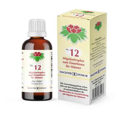 Sie sehen eine Packung Magister Doskar Nr. 12 Migränetropfen für Männer zum Einnehmen, Produktbild: 01 Magister Doskar Nr. 12 Migränetropfen für Männer zum Einnehmen, A-Nr.: 0685067 - 01