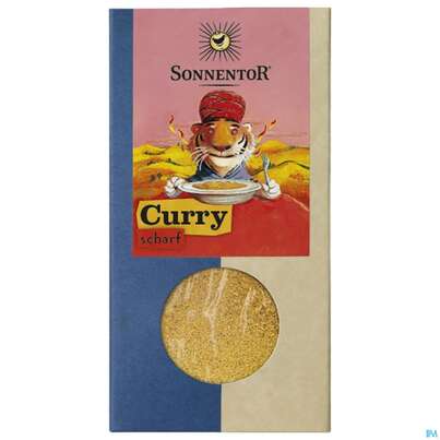 Sie sehen eine Packung Sonnentor Bio Curry Scharf 50g, Produktbild: 02 Sonnentor Bio Curry Scharf 50g, A-Nr.: 5227955 - 02