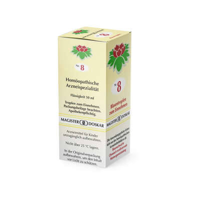 Sie sehen eine Packung Magister Doskar Tropfen Nr. 8 Blasentropfen zum Einnehmen, Produktbild: 05 Magister Doskar Tropfen Nr. 8 Blasentropfen zum Einnehmen, A-Nr.: 0685021 - 05