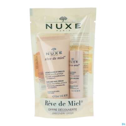 Sie sehen eine Packung Nuxe Reve De Miel Hand And Lip Duo Hc 30ml+lip Stick 4g 1pk, Produktbild: 04 Nuxe Reve De Miel Hand And Lip Duo Hc 30ml+lip Stick 4g 1pk, A-Nr.: 5479579 - 04