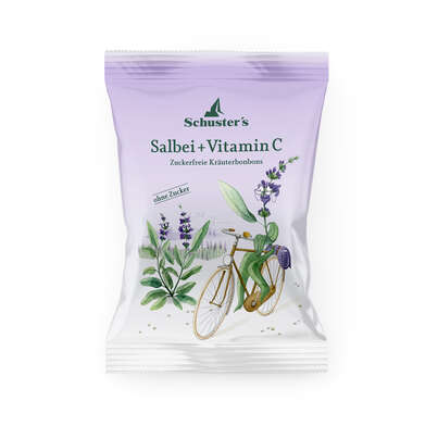 Sie sehen eine Packung Schuster’s Salbei+Vitamin C Zuckerl ohne Zucker, Produktbild: 01 Schuster’s Salbei+Vitamin C Zuckerl ohne Zucker, A-Nr.: 2388907 - 01