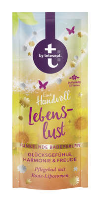 Sie sehen eine Packung t: by tetesept Funkelnde Badeperlen Eine Handvoll Lebenslust 40g, Produktbild: 01 t: by tetesept Funkelnde Badeperlen Eine Handvoll Lebenslust 40g, A-Nr.: 5431785 - 01