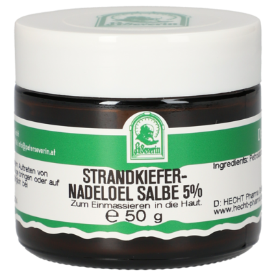 Sie sehen eine Packung STRANDKIEFERNADELÖL SALBE 5% 50 G, Produktbild: 01 STRANDKIEFERNADELÖL SALBE 5% 50 G, A-Nr.: 5358060 - 01