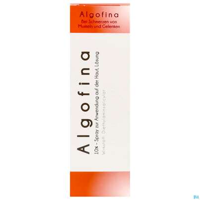 Sie sehen eine Packung Algofina 10% Spray Z Anw.auf Der Haut Lösung 50ml, Produktbild: 01 Algofina 10% Spray Z Anw.auf Der Haut Lösung 50ml, A-Nr.: 4478336 - 01