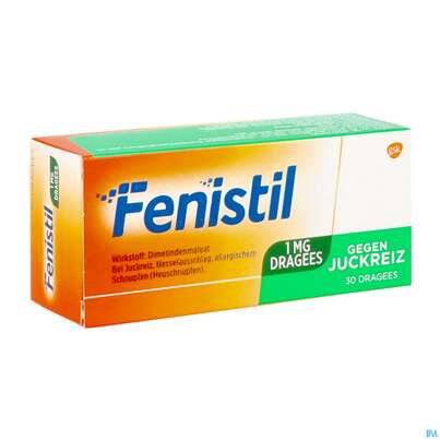 Sie sehen eine Packung Fenistil Drag 1mg 30st, Produktbild: 06 Fenistil Drag 1mg 30st, A-Nr.: 0021545 - 06