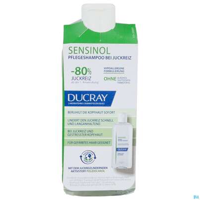 Sie sehen eine Packung Shampoon Ducray Sensinol Pflege Juckreiz Gereizter Kopfhaut 200ml, Produktbild: 02 Shampoon Ducray Sensinol Pflege Juckreiz Gereizter Kopfhaut 200ml, A-Nr.: 5901110 - 02
