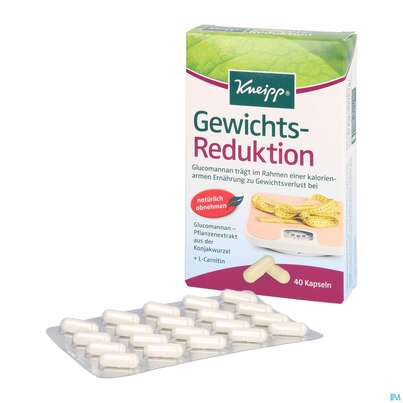 Sie sehen eine Packung Kneipp Gewichtsreduktion Glucomannan 40st, Produktbild: 04 Kneipp Gewichtsreduktion Glucomannan 40st, A-Nr.: 4117087 - 04