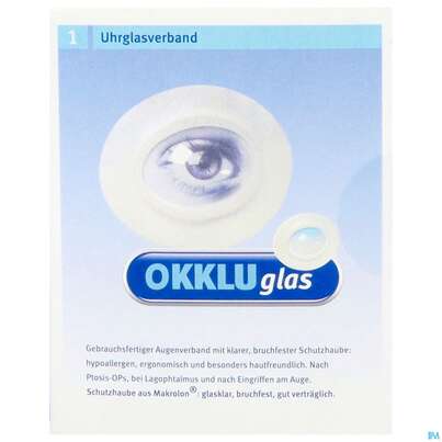 Sie sehen eine Packung Okkluglas Uhrglasverband Selbstklebend 1st, Produktbild: 01 Okkluglas Uhrglasverband Selbstklebend 1st, A-Nr.: 3747231 - 01