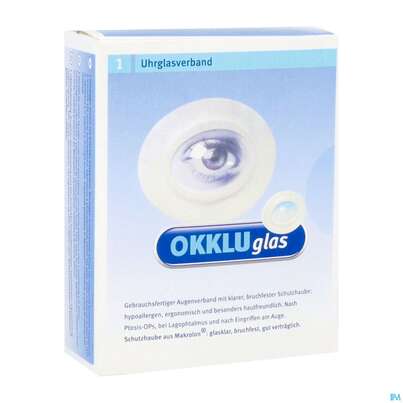 Sie sehen eine Packung Okkluglas Uhrglasverband Selbstklebend 1st, Produktbild: 02 Okkluglas Uhrglasverband Selbstklebend 1st, A-Nr.: 3747231 - 02