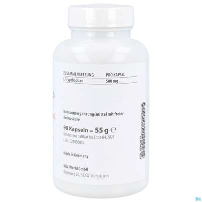 L-tryptophan Kapseln 500mg -naturheilp. Vegi 90st, A-Nr.: 4846604 - 03