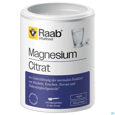 Sie sehen eine Packung Raab Magnesiumcitrat Pulver 200g, Produktbild: 02 Raab Magnesiumcitrat Pulver 200g, A-Nr.: 4363053 - 02
