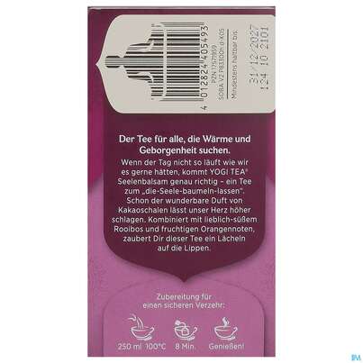 Sie sehen eine Packung Yogi Tea Bio Seelenbalsam 17st, Produktbild: 03 Yogi Tea Bio Seelenbalsam 17st, A-Nr.: 5750119 - 03