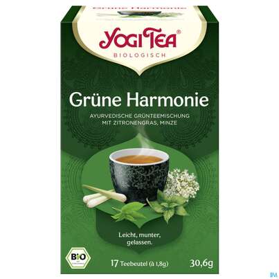 Sie sehen eine Packung Yogi Tea Bio Gruene Harmonie 17st, Produktbild: 02 Yogi Tea Bio Gruene Harmonie 17st, A-Nr.: 5750148 - 02