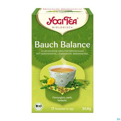 Sie sehen eine Packung Yogi Tea Bio Bauchbalanc 30,6g 17st, Produktbild: 01 Yogi Tea Bio Bauchbalanc 30,6g 17st, A-Nr.: 5961365 - 01