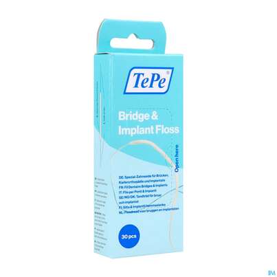 Sie sehen eine Packung Tepe Bridge +implant Floss 30st, Produktbild: 02 Tepe Bridge +implant Floss 30st, A-Nr.: 5826851 - 02