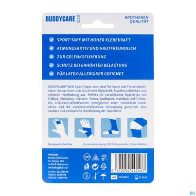 Tape Buddycare/med/sport Latexfrei 3,8cmx 10m Blau 1st, A-Nr.: 5844978 - 04