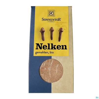 Sie sehen eine Packung Sonnentor Bio Nelken Gemahlen 00394 35g, Produktbild: 01 Sonnentor Bio Nelken Gemahlen 00394 35g, A-Nr.: 3701393 - 01