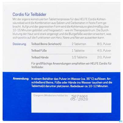 Helfe Cordis Kohlensaeurebad Fuer Teilbaeder 8 Tabl 920g 500g Pulver, A-Nr.: 5921822 - 03