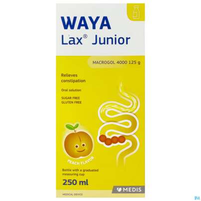 Sie sehen eine Packung Waya Lax Junior Flasc 250ml, Produktbild: 01 Waya Lax Junior Flasc 250ml, A-Nr.: 5825165 - 01