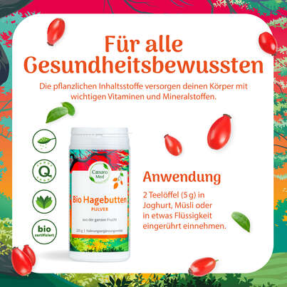 Sie sehen eine Packung Hagebuttenpulver Caesaro Med 225 g, Produktbild: 03 Hagebuttenpulver Caesaro Med 225 g, A-Nr.: 3148298 - 03