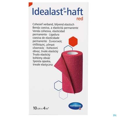 Sie sehen eine Packung Elastische Binden Idealast/haft Kohaesiv/color Rot 4mx 10cm 1st, Produktbild: 01 Elastische Binden Idealast/haft Kohaesiv/color Rot 4mx 10cm 1st, A-Nr.: 4174659 - 01