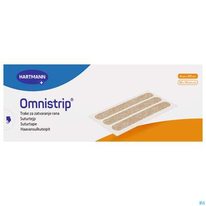 Sie sehen eine Packung Wundnahtstreifen Omnistrip Steril 6mmx 101mm 500st, Produktbild: 01 Wundnahtstreifen Omnistrip Steril 6mmx 101mm 500st, A-Nr.: 2368649 - 01