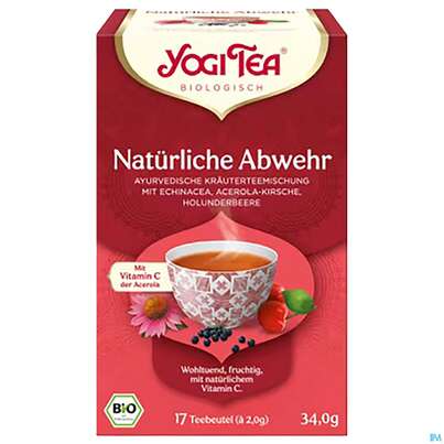 Sie sehen eine Packung Yogi Tea Bio Natuerliche Abwehr 17st, Produktbild: 01 Yogi Tea Bio Natuerliche Abwehr 17st, A-Nr.: 5750088 - 01