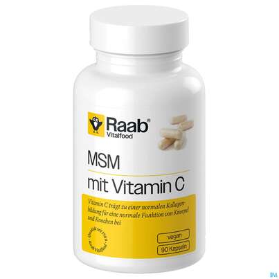 Sie sehen eine Packung Msm Kapseln +vitamin C Raab 90st, Produktbild: 02 Msm Kapseln +vitamin C Raab 90st, A-Nr.: 5870740 - 02