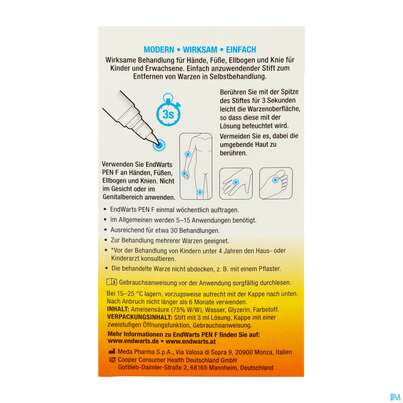 Sie sehen eine Packung Endwarts F Pen Gegen Warzen 3ml, Produktbild: 05 Endwarts F Pen Gegen Warzen 3ml, A-Nr.: 5817645 - 05