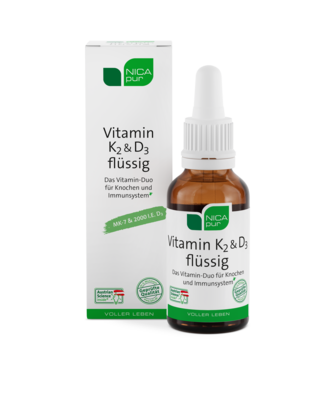 Sie sehen eine Packung Vitamin K2 & D3 flüssig, Produktbild: 01 Vitamin K2 & D3 flüssig, A-Nr.: 5421663 - 01