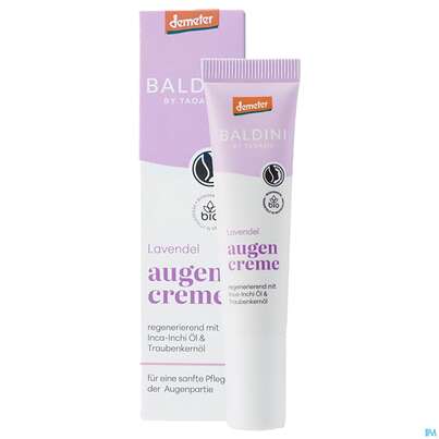 Sie sehen eine Packung Taoasis Baldini Augencreme Demeter Lavendel 15ml, Produktbild: 03 Taoasis Baldini Augencreme Demeter Lavendel 15ml, A-Nr.: 5998233 - 03
