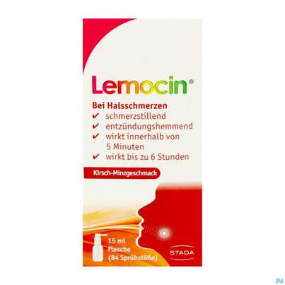 Lemocin Flurbiprofen Spray Z.anw.i.d.mundhoehle Lösung 8,75mg/dosis Kirsche/minze 15ml, A-Nr.: 5531021 - 03