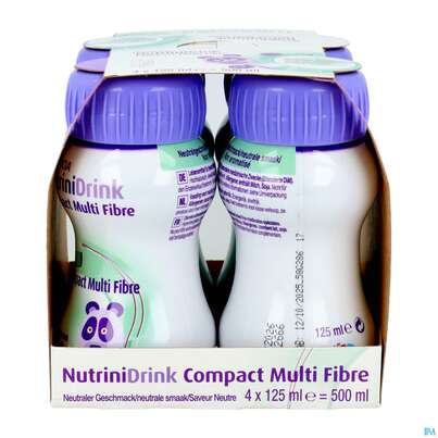 Sie sehen eine Packung Nutrini/drink Flasche Comp Multifibre 125ml Neutral 4st, Produktbild: 08 Nutrini/drink Flasche Comp Multifibre 125ml Neutral 4st, A-Nr.: 5857685 - 08