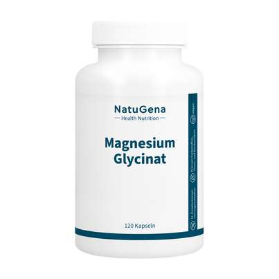 Sie sehen eine Packung NatuGena Magnesium-Glycinat Kapseln, Produktbild: 01 NatuGena Magnesium-Glycinat Kapseln, A-Nr.: 5699298 - 01