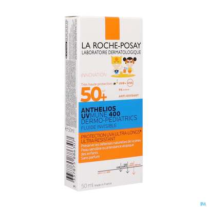 Sie sehen eine Packung Sonnenprodukte La Roche Posay Anthelios/dermo-kids Uvmune 400 Fluid Lf50+ 50ml, Produktbild: 04 Sonnenprodukte La Roche Posay Anthelios/dermo-kids Uvmune 400 Fluid Lf50+ 50ml, A-Nr.: 5817059 - 04