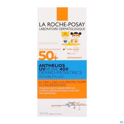 Sie sehen eine Packung Sonnenprodukte La Roche Posay Anthelios/dermo-kids Uvmune 400 Fluid Lf50+ 50ml, Produktbild: 05 Sonnenprodukte La Roche Posay Anthelios/dermo-kids Uvmune 400 Fluid Lf50+ 50ml, A-Nr.: 5817059 - 05