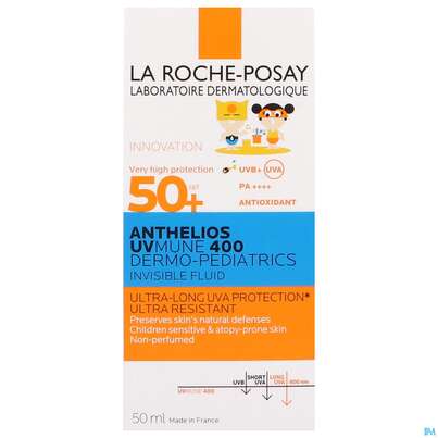 Sie sehen eine Packung Sonnenprodukte La Roche Posay Anthelios/dermo-kids Uvmune 400 Fluid Lf50+ 50ml, Produktbild: 09 Sonnenprodukte La Roche Posay Anthelios/dermo-kids Uvmune 400 Fluid Lf50+ 50ml, A-Nr.: 5817059 - 09
