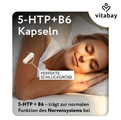 Sie sehen eine Packung Vitabay 5-HTP - 100 mg aus Griffonia mit Vitamin B6, Produktbild: 05 Vitabay 5-HTP - 100 mg aus Griffonia mit Vitamin B6, A-Nr.: 6048999 - 05