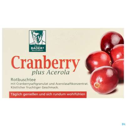 Sie sehen eine Packung Baders Cranberry Acerola Tee Beutel 20st, Produktbild: 01 Baders Cranberry Acerola Tee Beutel 20st, A-Nr.: 3815197 - 01