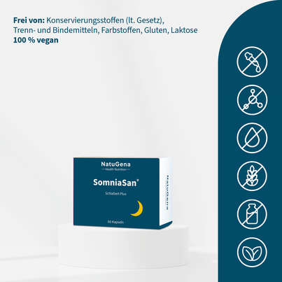 Sie sehen eine Packung NatuGena SomniaSan Kapseln, Produktbild: 03 NatuGena SomniaSan Kapseln, A-Nr.: 5404340 - 03