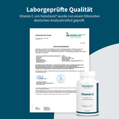 Sie sehen eine Packung NatuGena Vitamin C Kapseln, Produktbild: 08 NatuGena Vitamin C Kapseln, A-Nr.: 5404185 - 08
