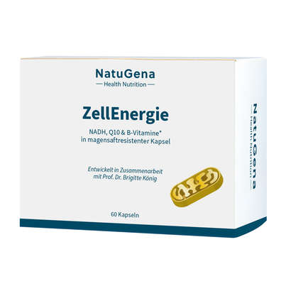 Sie sehen eine Packung NatuGena ZellEnergie Kapseln, Produktbild: 01 NatuGena ZellEnergie Kapseln, A-Nr.: 5404127 - 01