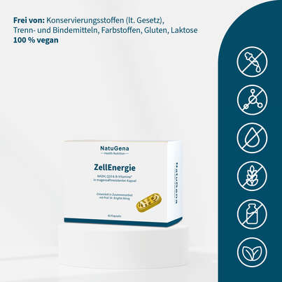 Sie sehen eine Packung NatuGena ZellEnergie Kapseln, Produktbild: 03 NatuGena ZellEnergie Kapseln, A-Nr.: 5404127 - 03