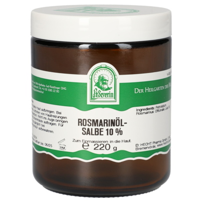 Sie sehen eine Packung ROSMARINÖLSALBE 10% 220 G, Produktbild: 01 ROSMARINÖLSALBE 10% 220 G, A-Nr.: 5072493 - 01