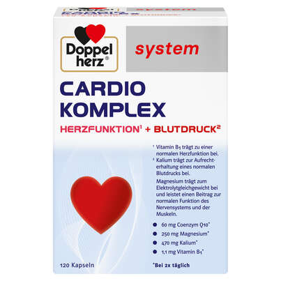 Sie sehen eine Packung Doppelherz system CARDIO KOMPLEX, Produktbild: 01 Doppelherz system CARDIO KOMPLEX, A-Nr.: 6028123 - 01